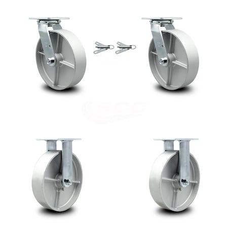 Service Caster 8 Inch Semi Steel Caster Set with Ball Bearings 2 Swivel Lock 2 Rigid SCC SCC-30CS820-SSB-BSL-2-R-2